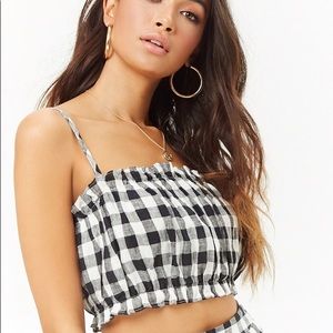 NWT gingham linen crop top